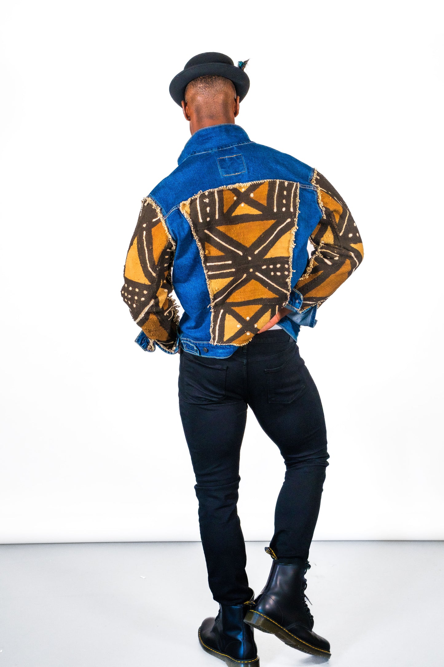 CUSTOM MUDCLOTH DENIM JACKET – BLUE
