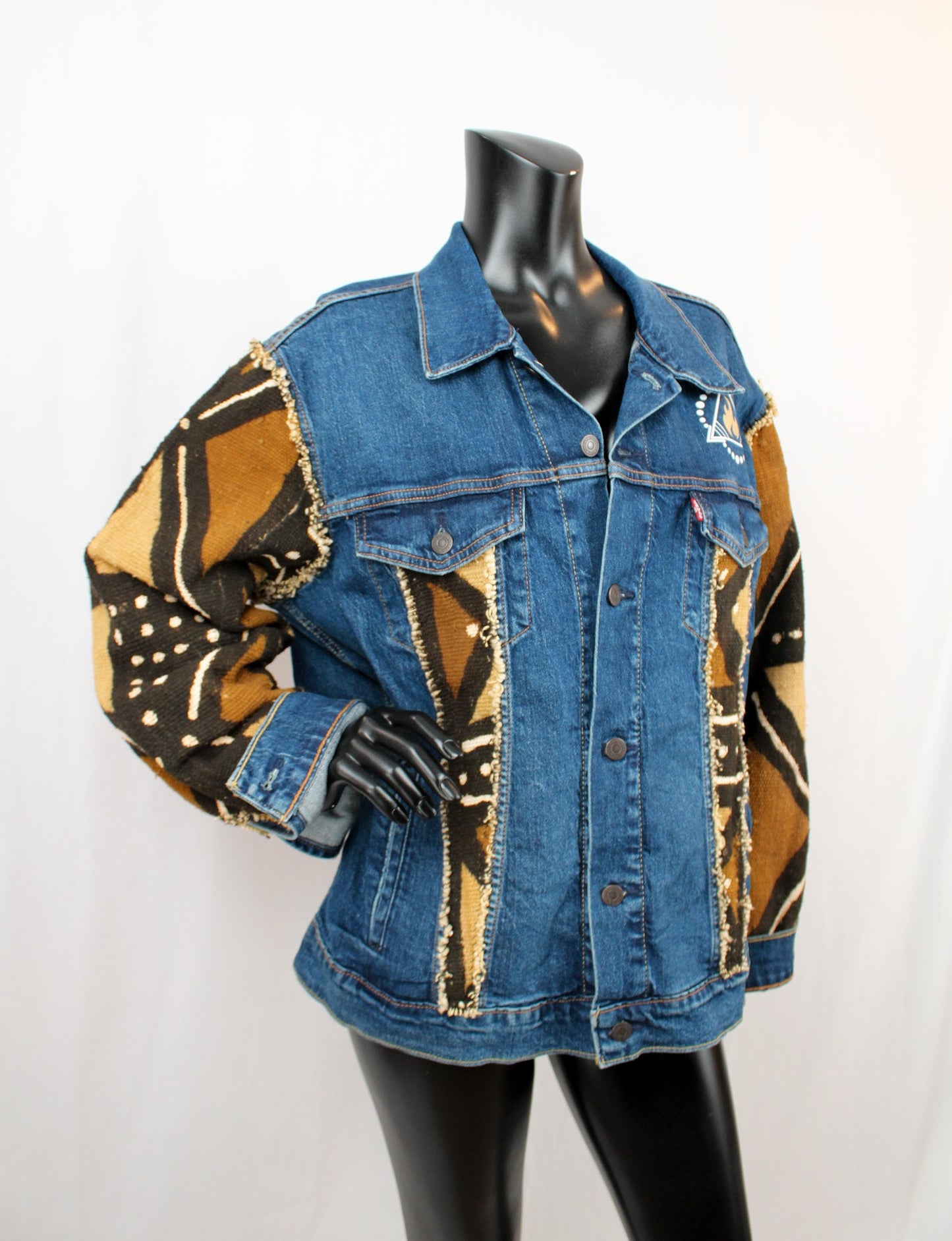 CUSTOM MUDCLOTH DENIM JACKET – BLUE