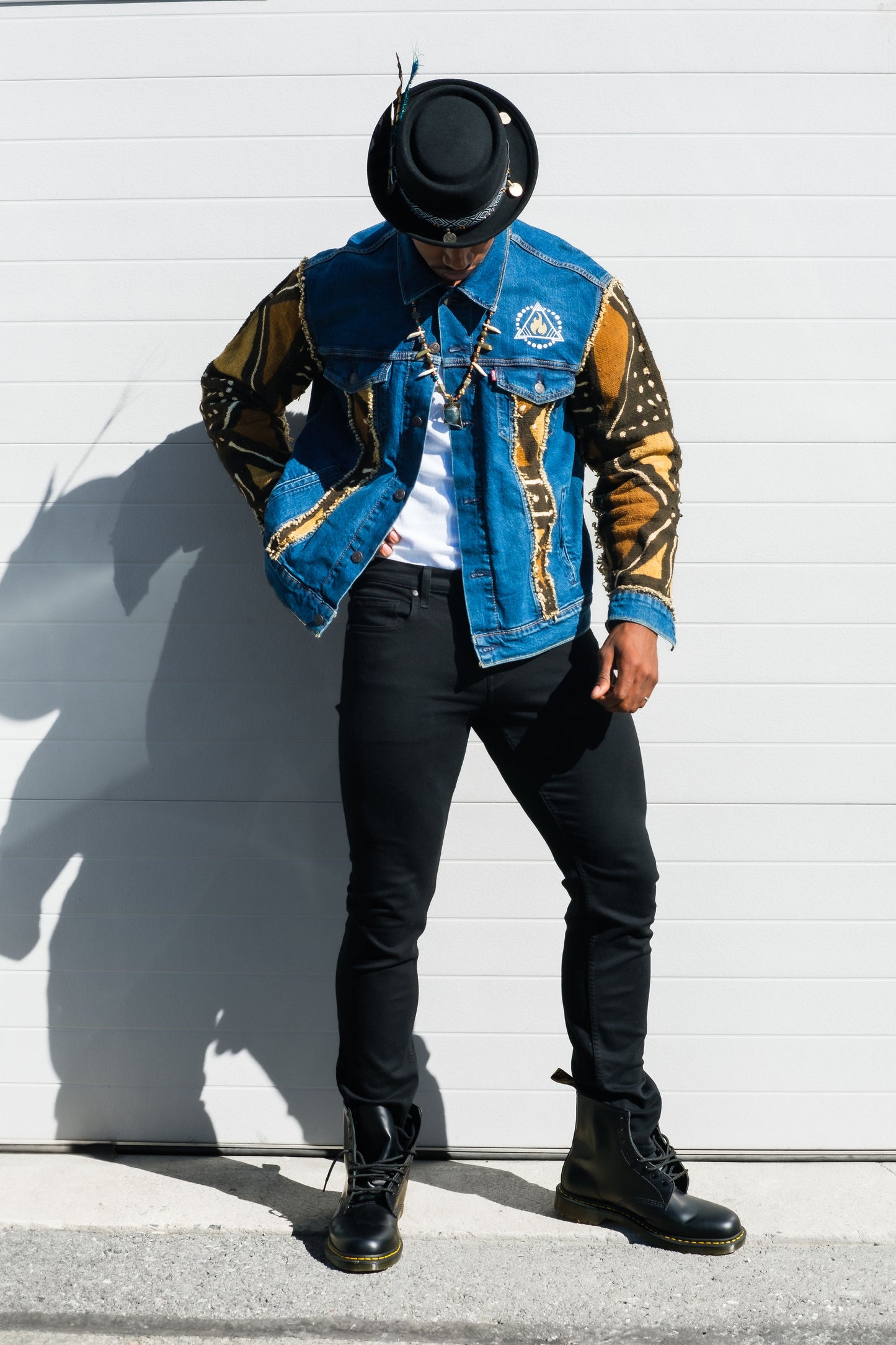 CUSTOM MUDCLOTH DENIM JACKET – BLUE