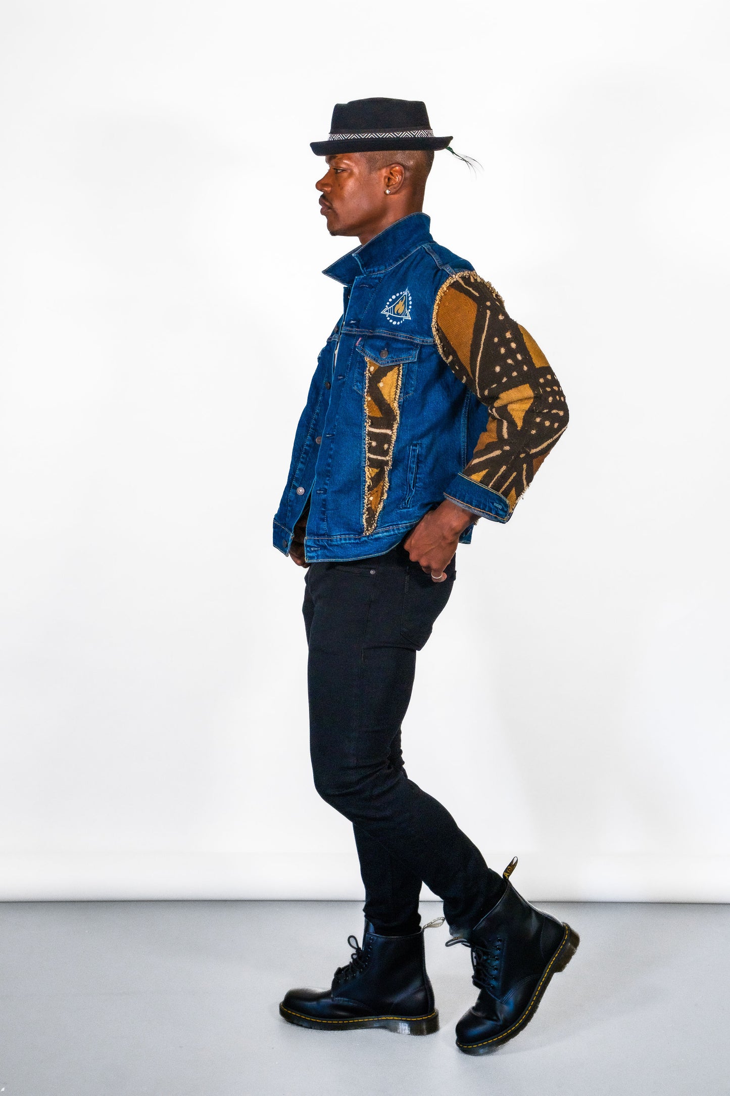 CUSTOM MUDCLOTH DENIM JACKET – BLUE