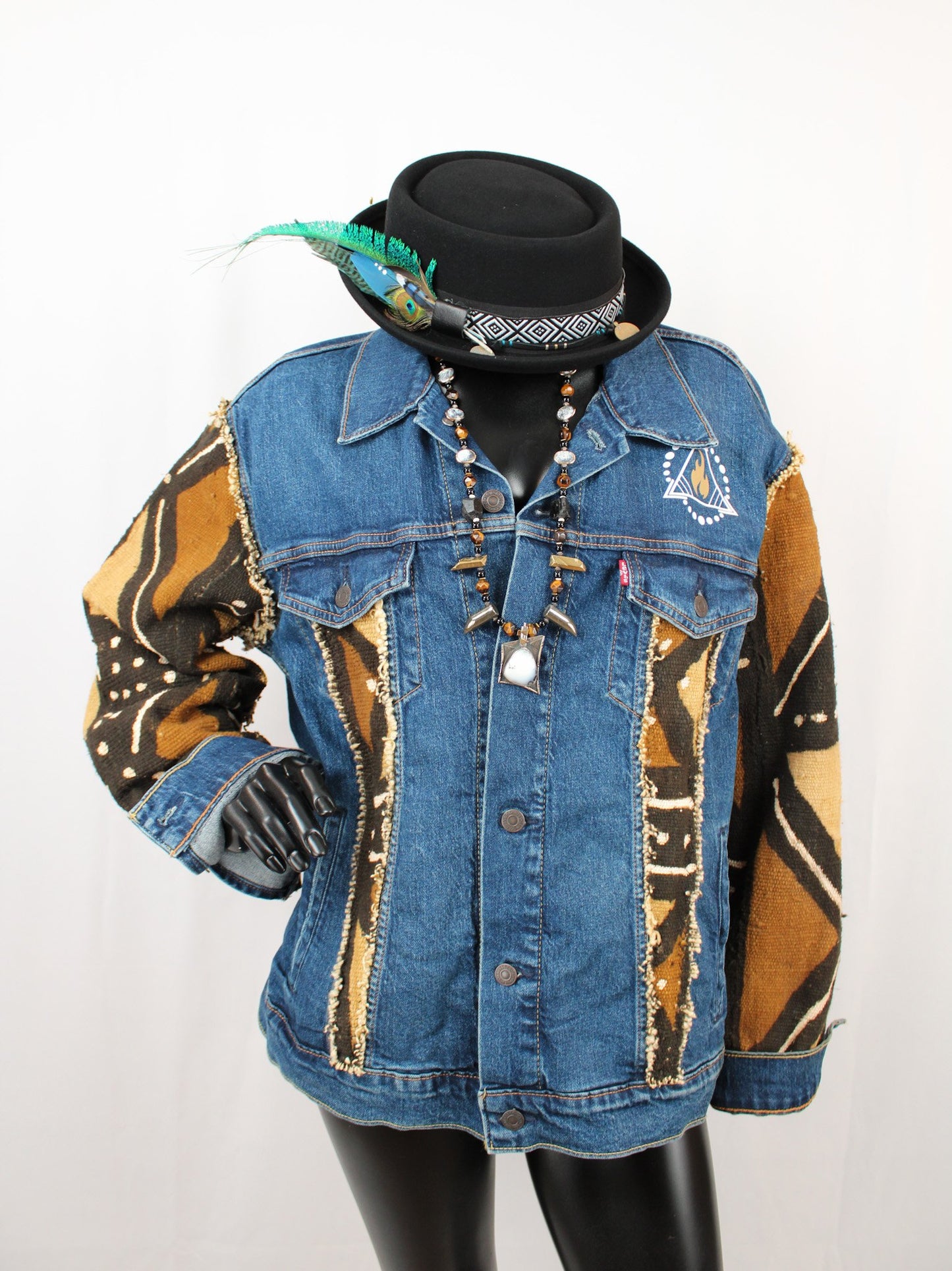 CUSTOM MUDCLOTH DENIM JACKET – BLUE