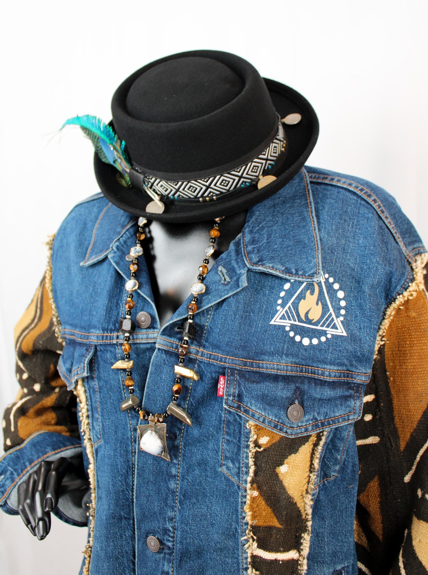 CUSTOM MUDCLOTH DENIM JACKET – BLUE
